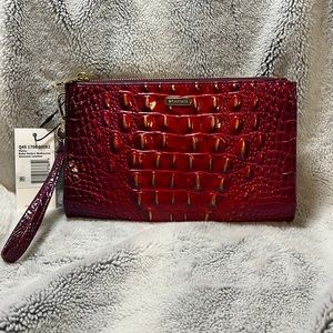 Brahmin Red Croc-Embossed Wristlet